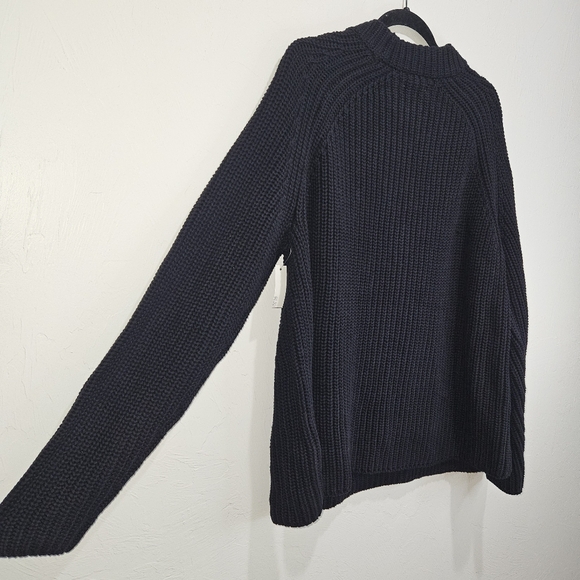 NWT! Cotton Sweater Shaker Stitch Mock Neck Women's XXL Black Fisherman NEW - Picture 11 of 13